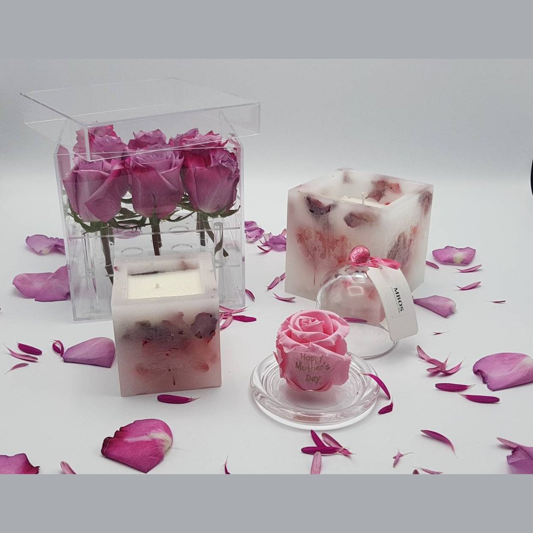 MBOS London Enchanted Rose Scented Candle - Large Cube