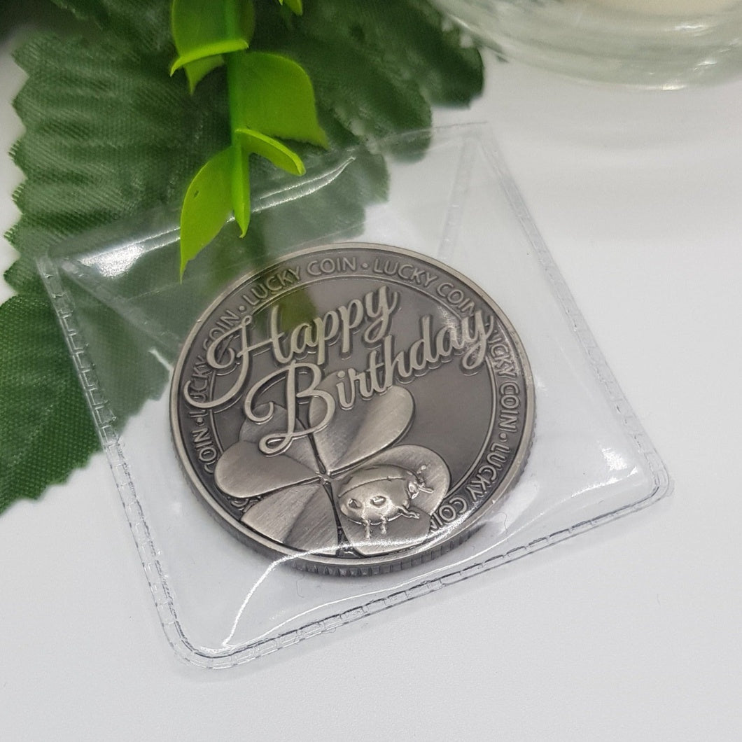 MBOS London 'Happy Birthday' 4 Leaf Clover Coin With Message