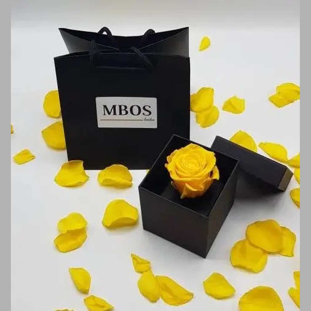 MBOS London Everlasting Yellow Rose Presented In a Black Gift Box