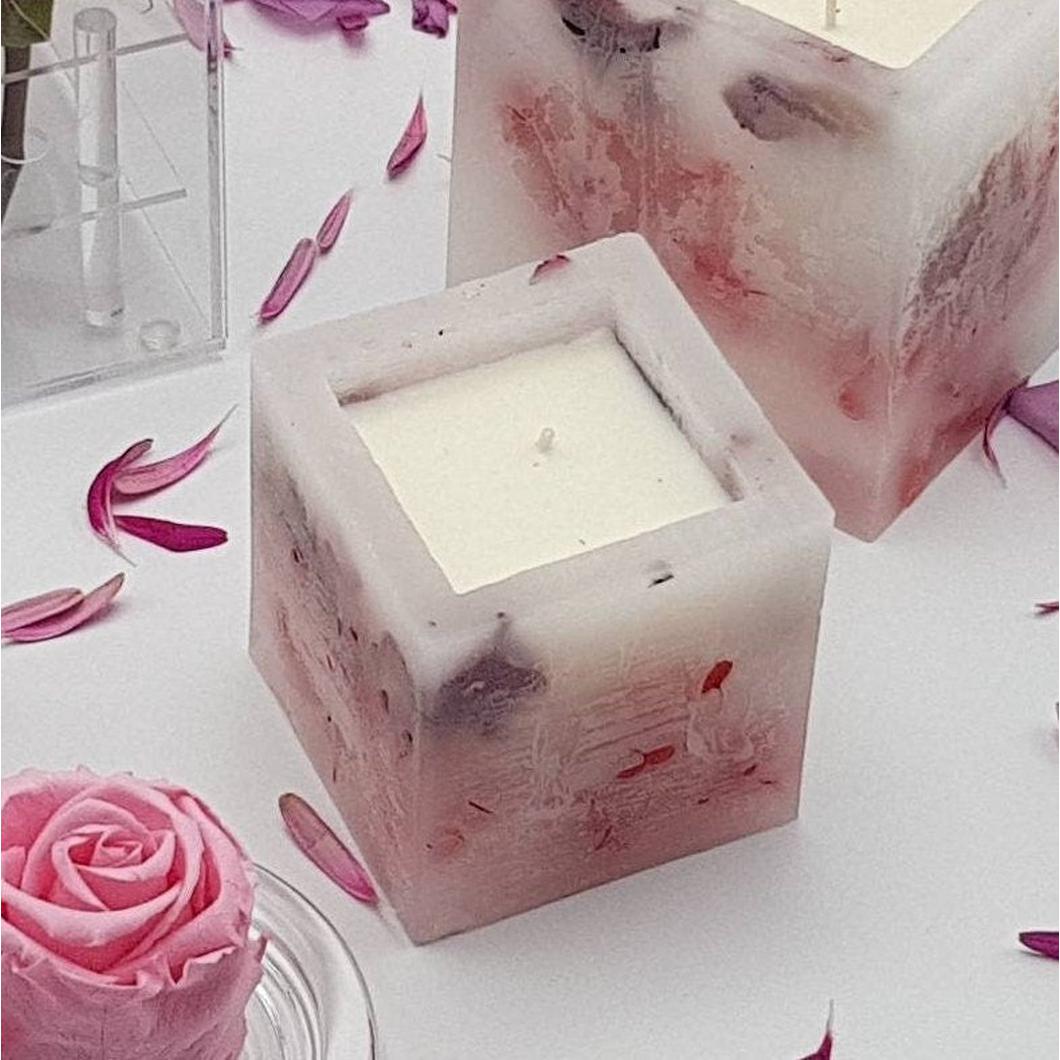 MBOS London Enchanted Rose Scented Candle - Small Cube