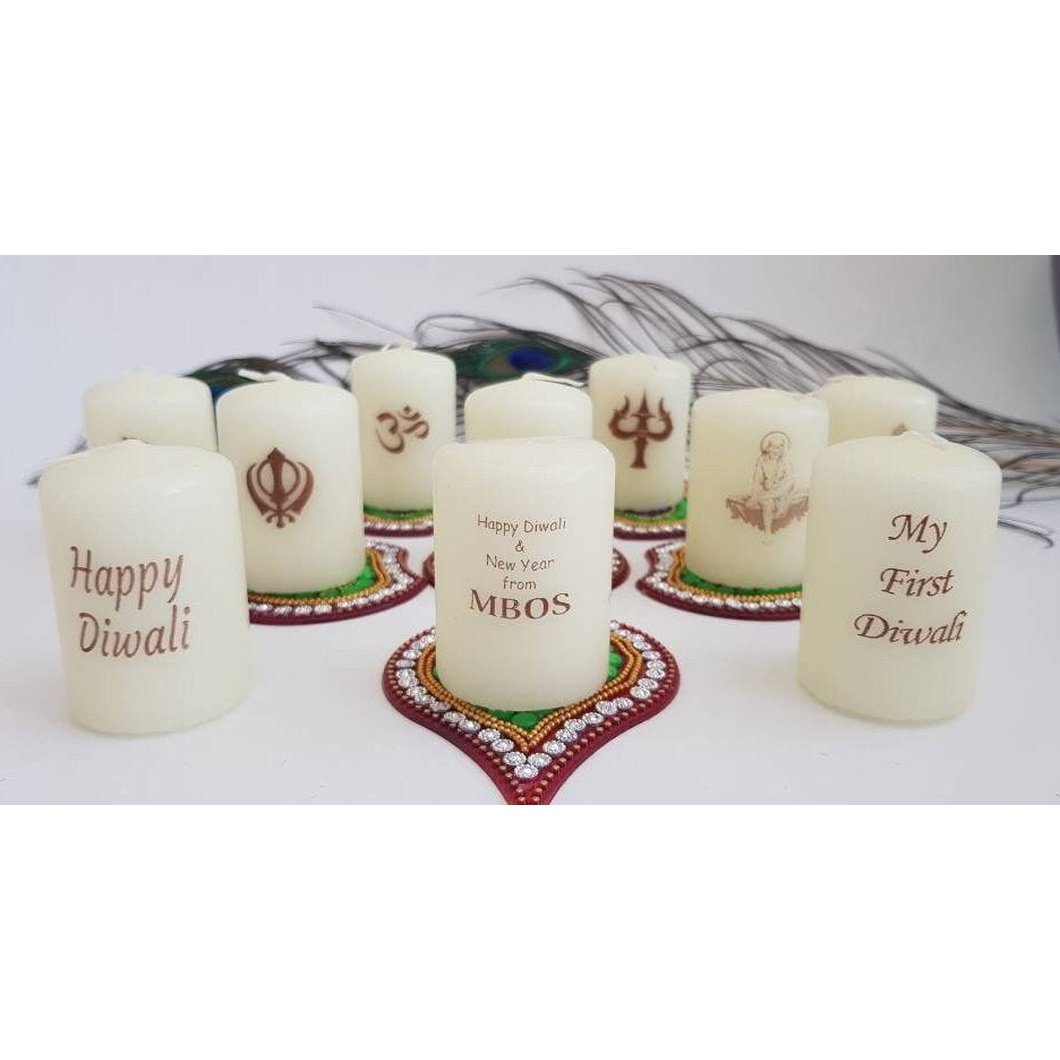 MBOS London Sikh Khanda Printed Candles - Set of 4