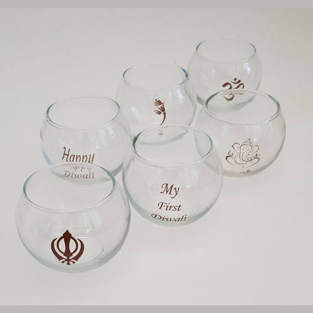 MBOS London Ganesh Printed Tealight Candle Holder - Set of 4
