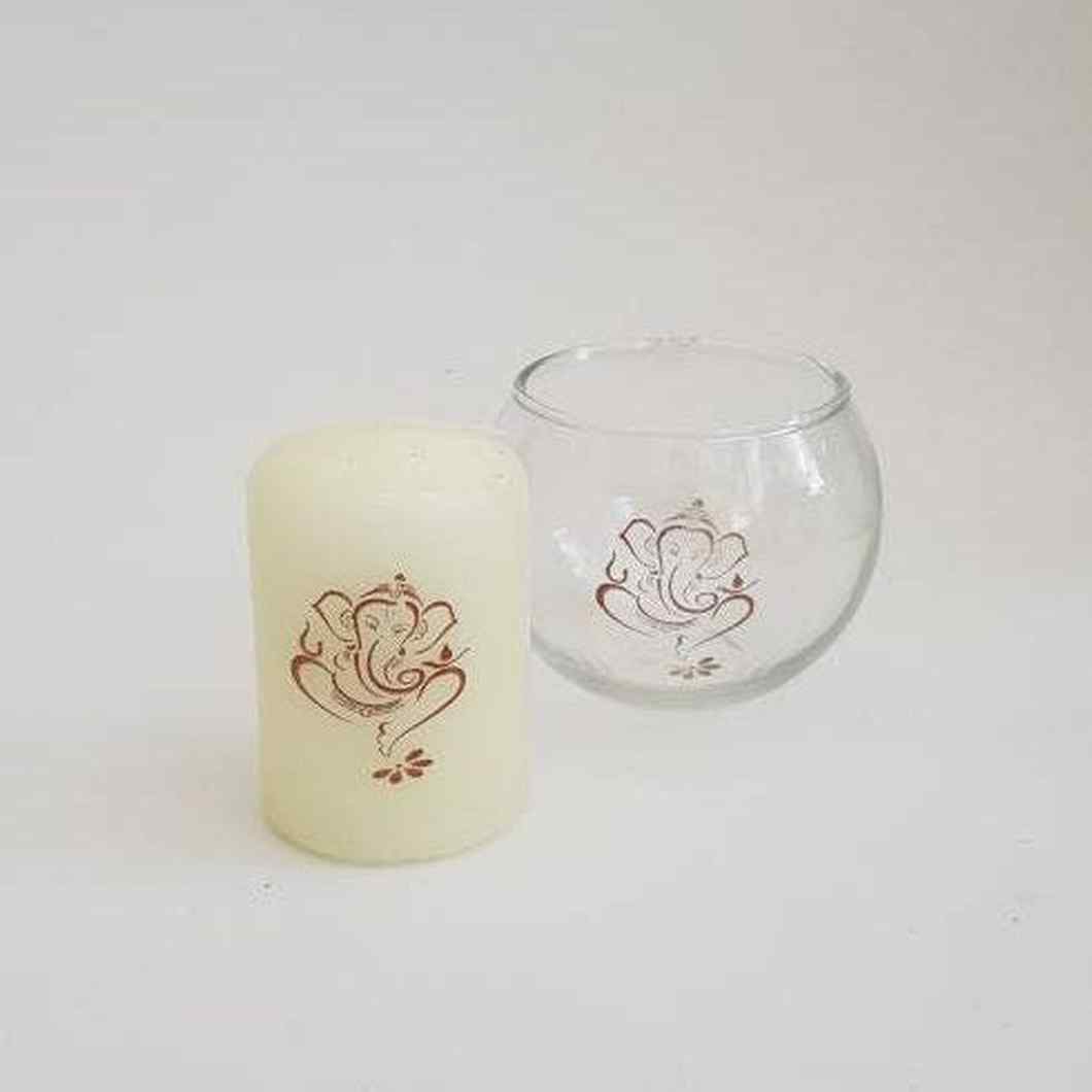 MBOS London Ganesh Printed Candles - Set of 4