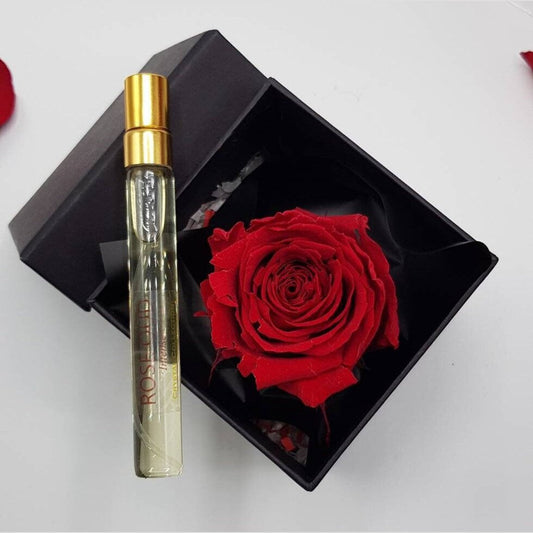 MBOS London Rose Gift Set - Preserved Rose in a Gift Box and Rose Intense Oud Perfume,