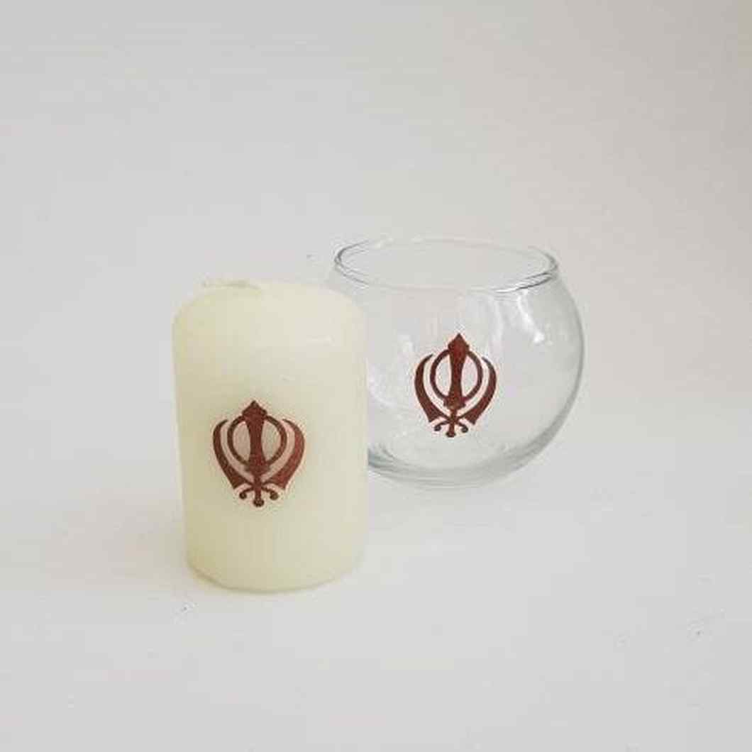 MBOS London Sikh Khanda Printed Tealight Candle Holder - Set of 4