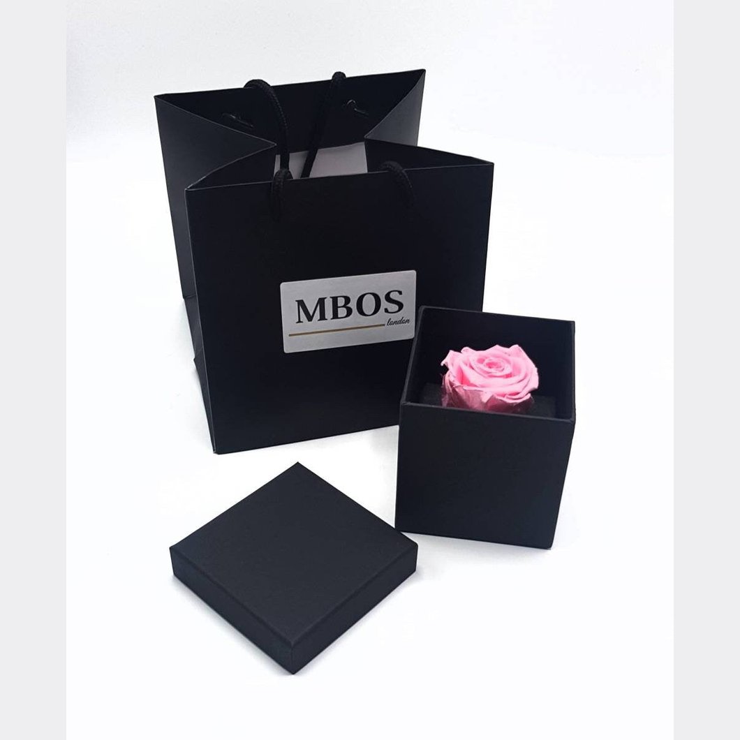 MBOS London Everlasting Pink Rose Presented In a Black Gift Box